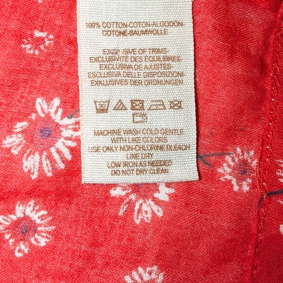 Free People | Never A Dull Moment Blouse Coral Red Peasant Floral Top | Size XS - Picture 8 of 10